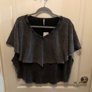 Free People Charcoal Layered Blouse